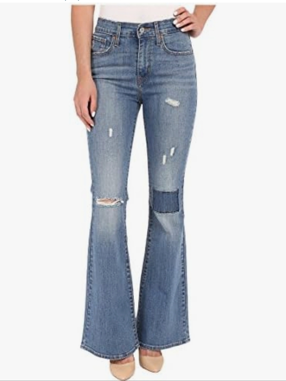 ❤️ LEVI'S HIGH RISE FLARE JEANS, DISTRESSED, 4 (27)
